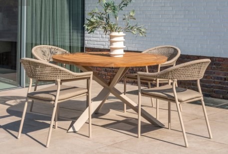4SO Prado ronde tuintafel in teak met alu onderstel - 0